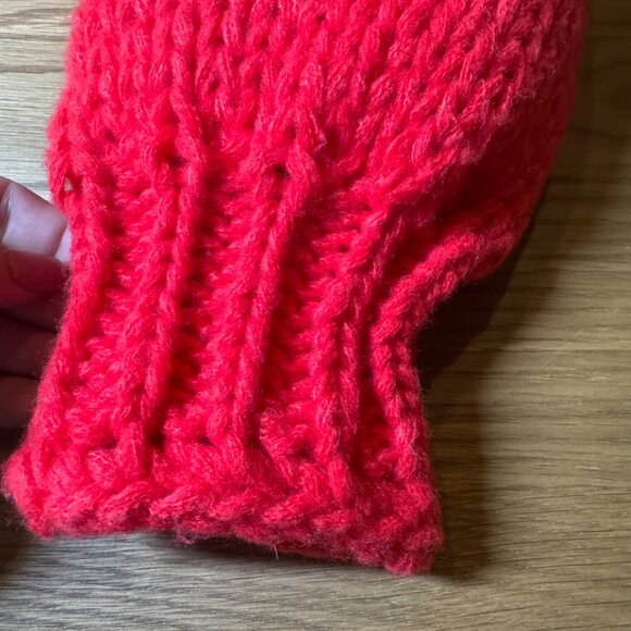 LUNA IVY Cable Knit Flower Lantern Red Sweater Cardigan Size M NEW WITH TAG - Picture 7 of 9